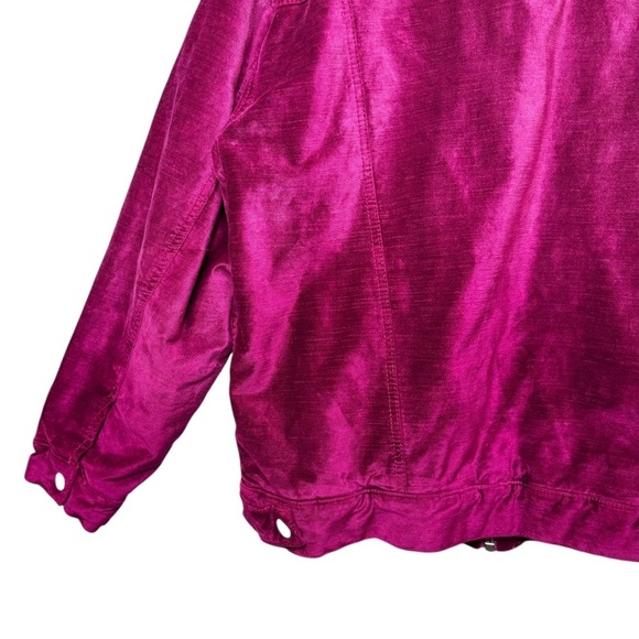 Free People Velvet Fuchsia Women’s Trucker Zip Up Jacket Sz M/L - Picture 13 of 14
